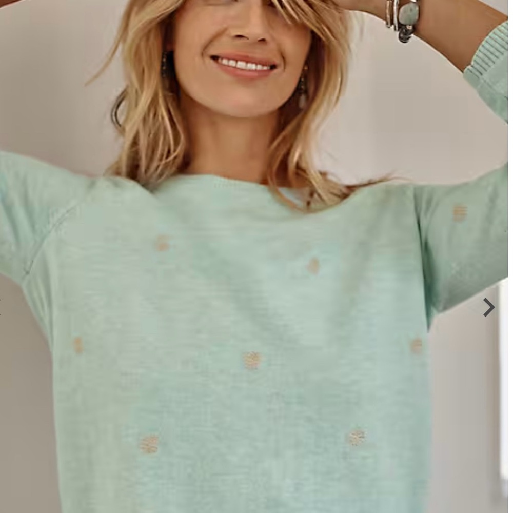 J. Jill Dot-Embroidered Long Sleeve Sweater
